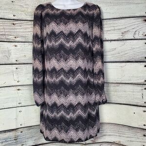 Maurices Women’s Dress Small Black Pink Chevron Snakeskin Print Long Sleeve Line